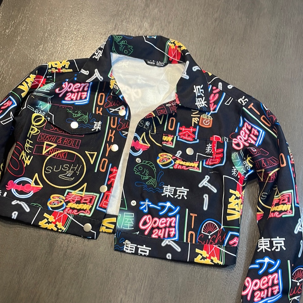 Graphic Button Up Jacket